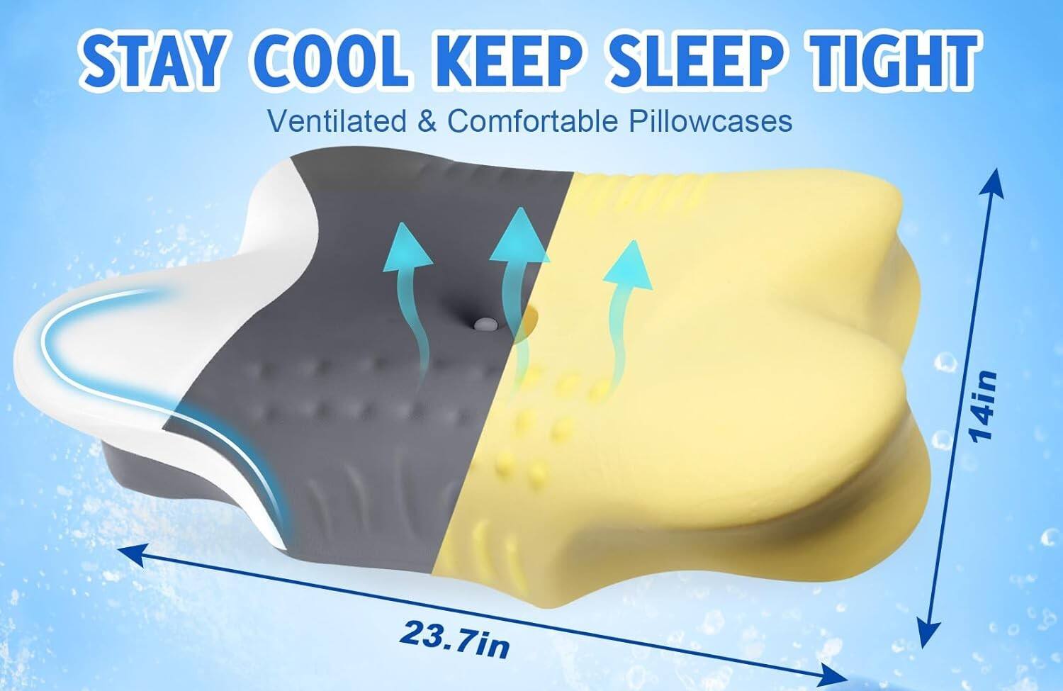 STAY COOL KEEP SLEEP TIGHT  
Ventilated & Comfortable Pillowcases  
14in x 23.7in