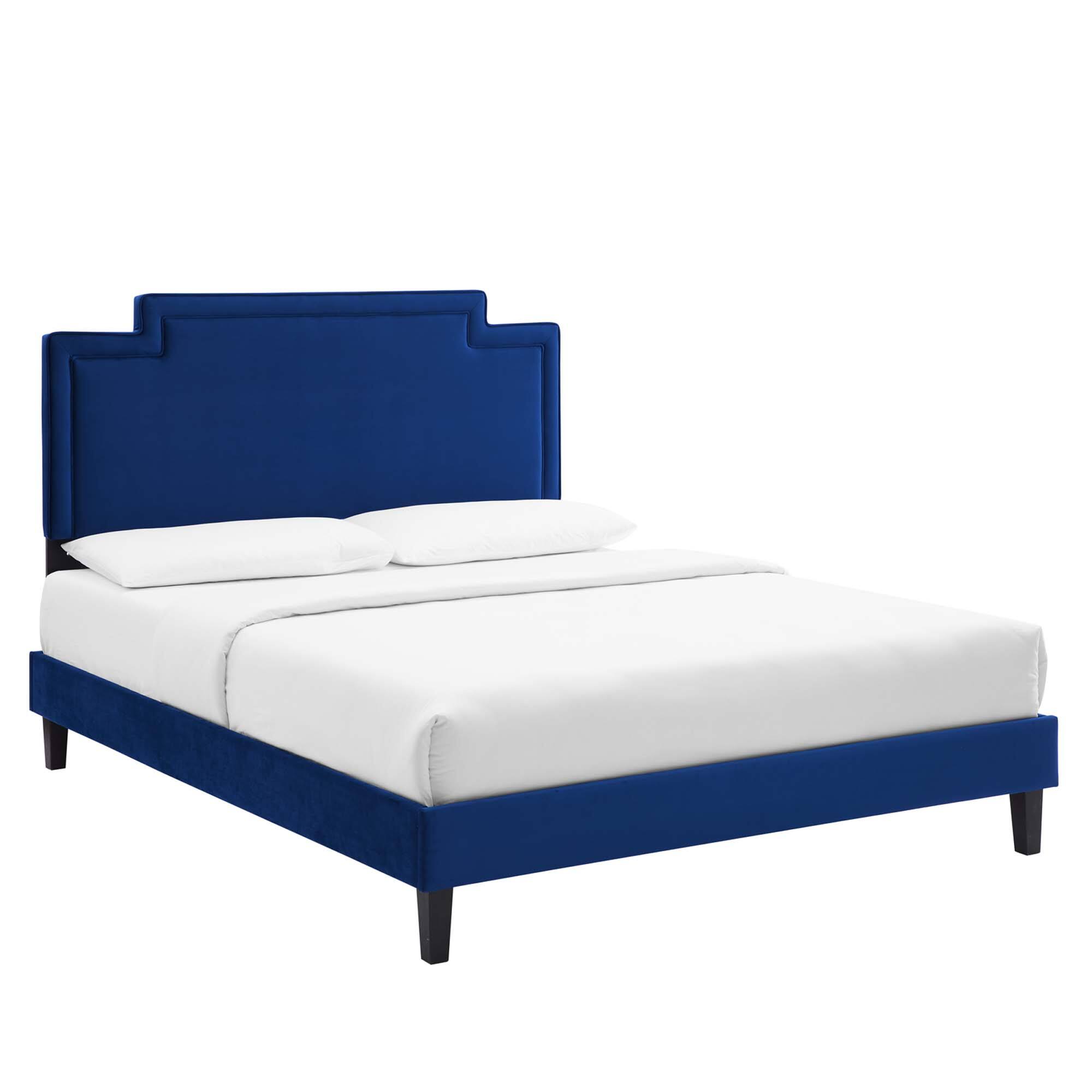 Angle. Modway - Maven Full Size Fabric Upholstered Platform Bed - Ivory.