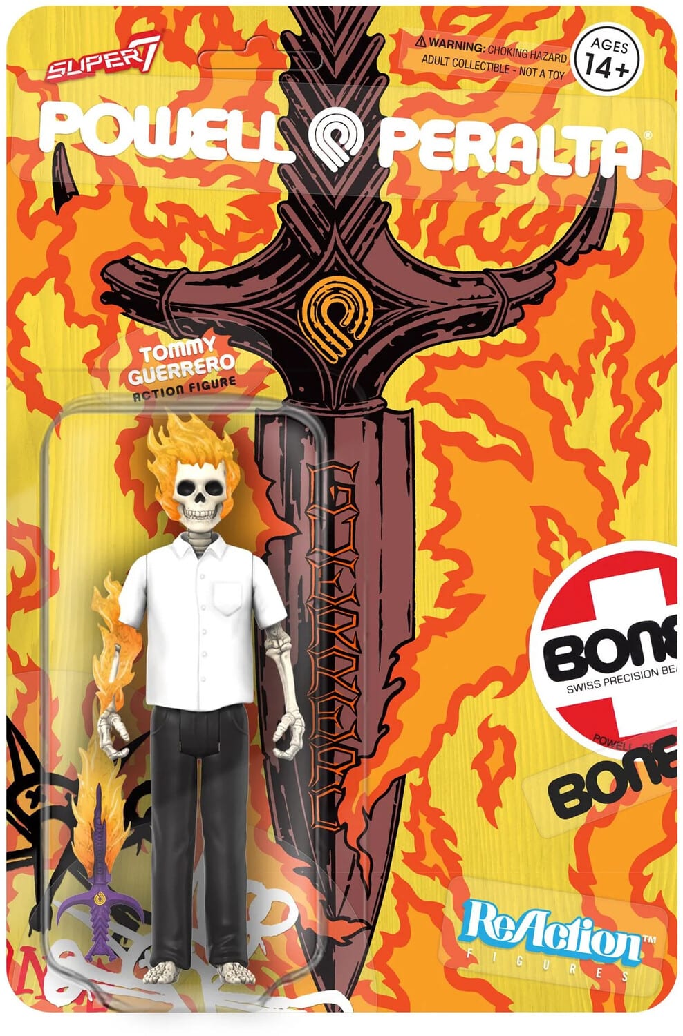 Tommy Guerrero - Super7 - Powell-Peralta - Reaction Figure Wv3 - Tommy Guerrero Flaming Dagger (SF Downhill) - Multicolor