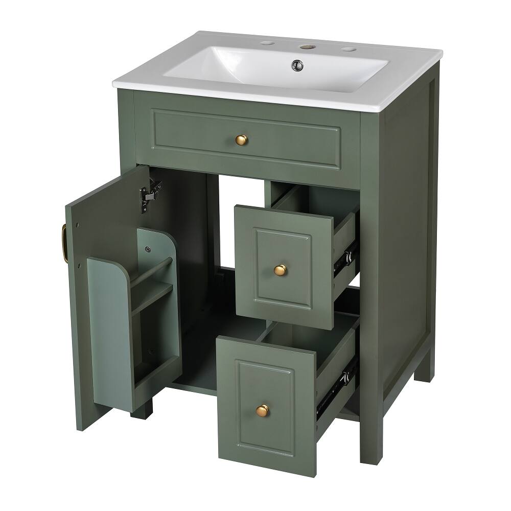 Alt View 8. Loheer - Loheer 24 inch bathroom vanity with sink Green Freestanding Cabinet - Green.
