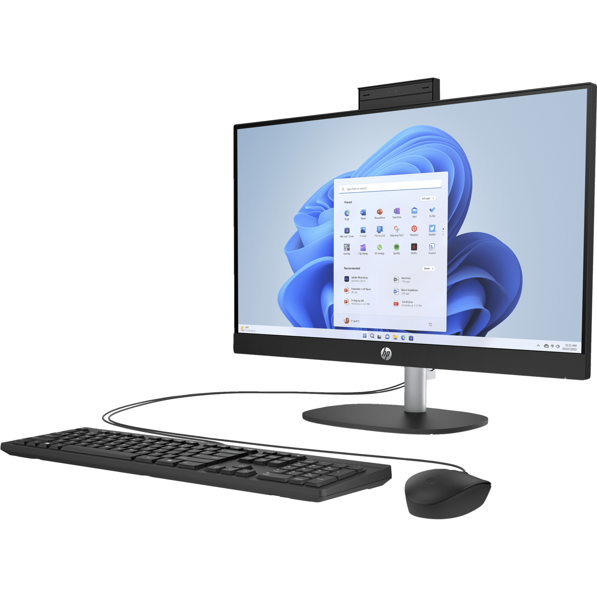 Angle. HP - HP 24-cr00 23.8" FHD All-in-One Desktop AMD Ryzen 3 7320U 8GB, 256GB, W11 - Black.