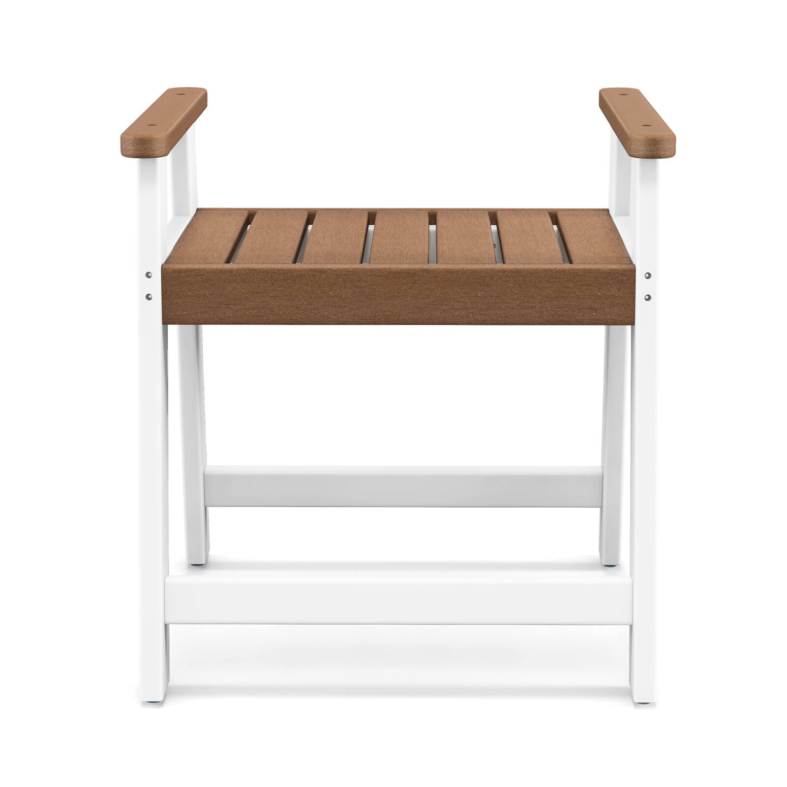 Alt View 6. Costway - Heavy Duty Waterproof HDPE Shower Bench Bathroom Shower Chair with Armrest - Brown + White.