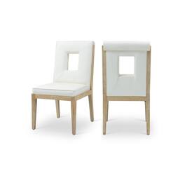 Meridian Furniture - Gwendolyn Cream Vegan Leather Dining Side Chair, Set of 2 - Beige