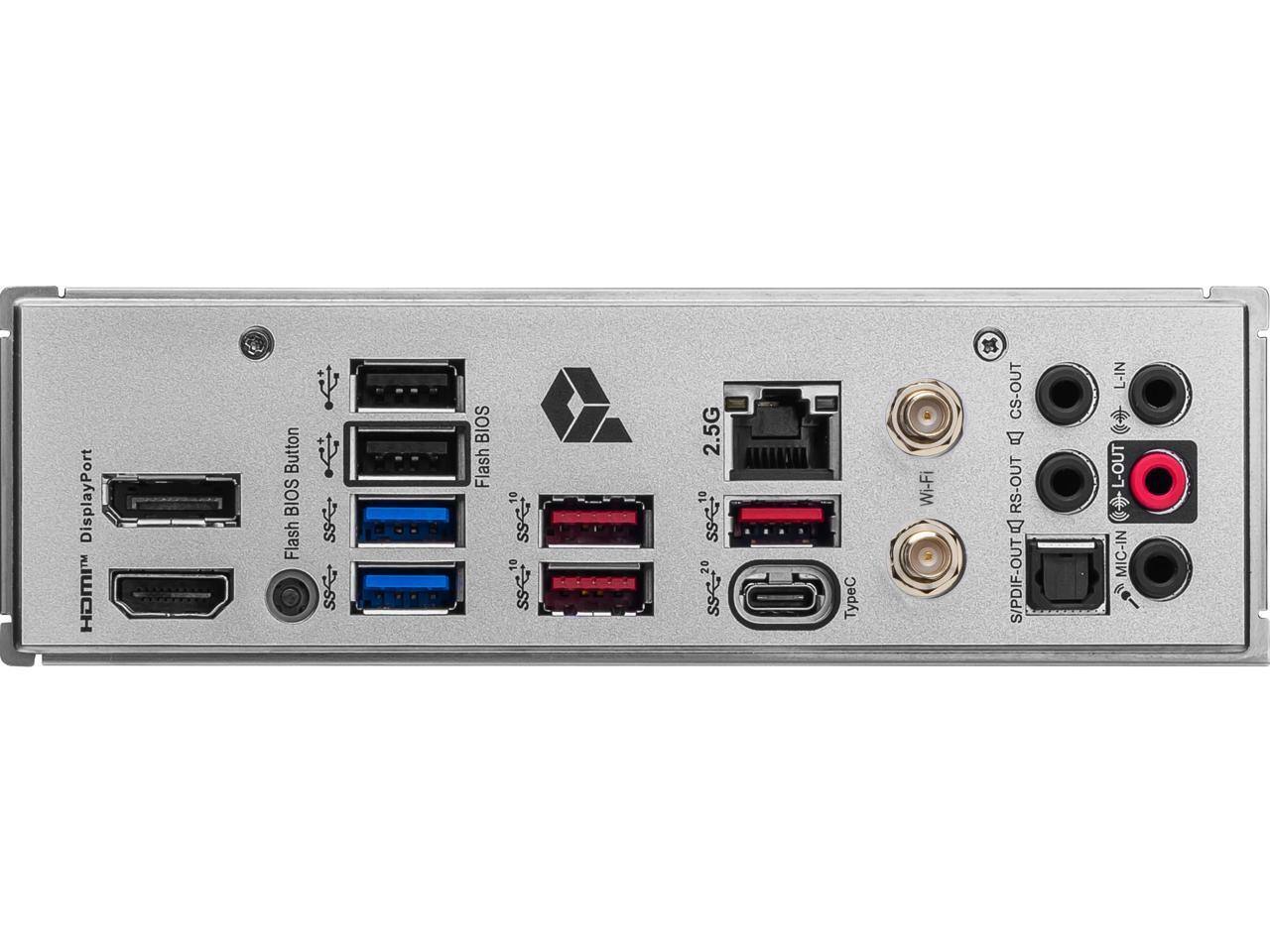 DisplayPort HDMI Button BIOS Flash sS BIOS Flash sse1 sse' 2.5G sse2 TypeC Wi-Fi 8 CS-OUT RS-OUT S/PDIF-OUT L-IN L-OUT MIC-IN