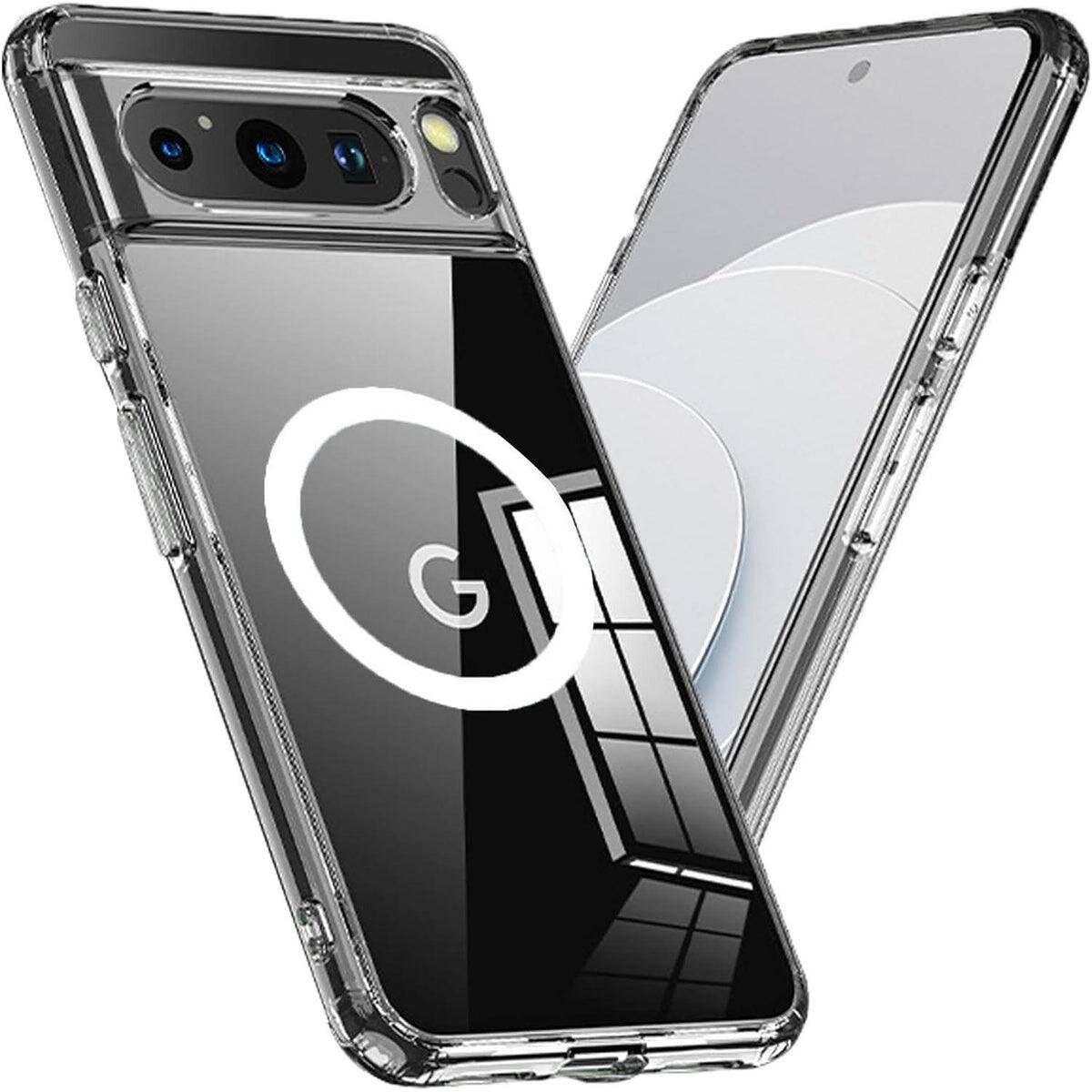 Entronix - Magnetic Case for Google Pixel 9 Pro XL - Slim Hard Back Design - Clear