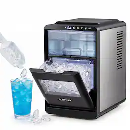 Costway - 26 Lbs/24H Ice Machine with 16 Crescent Cubes in 15 Mins, Self-Cleaning, Timer - Gray