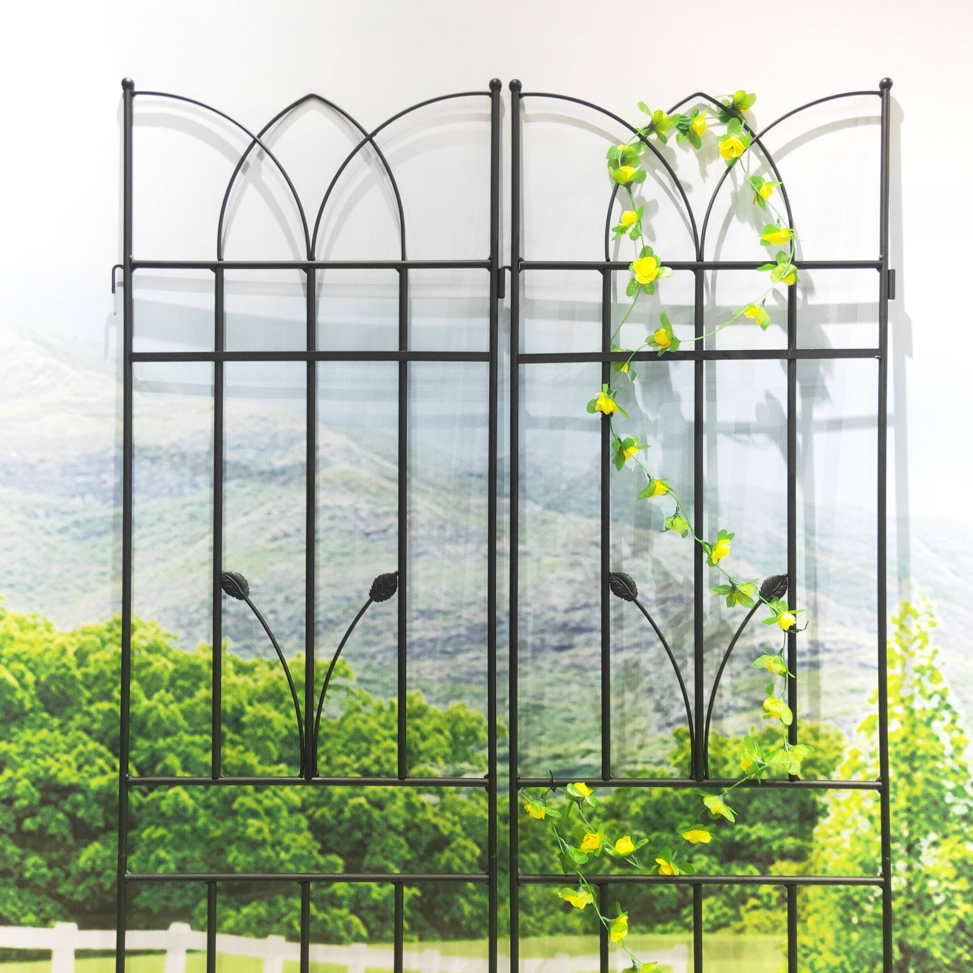 Alt View 2. Loheer - 4 Pack Rustproof Metal Garden Trellis 5.9 ft x 1.48 ft for Climbing Plants Outdoor Flower Support.