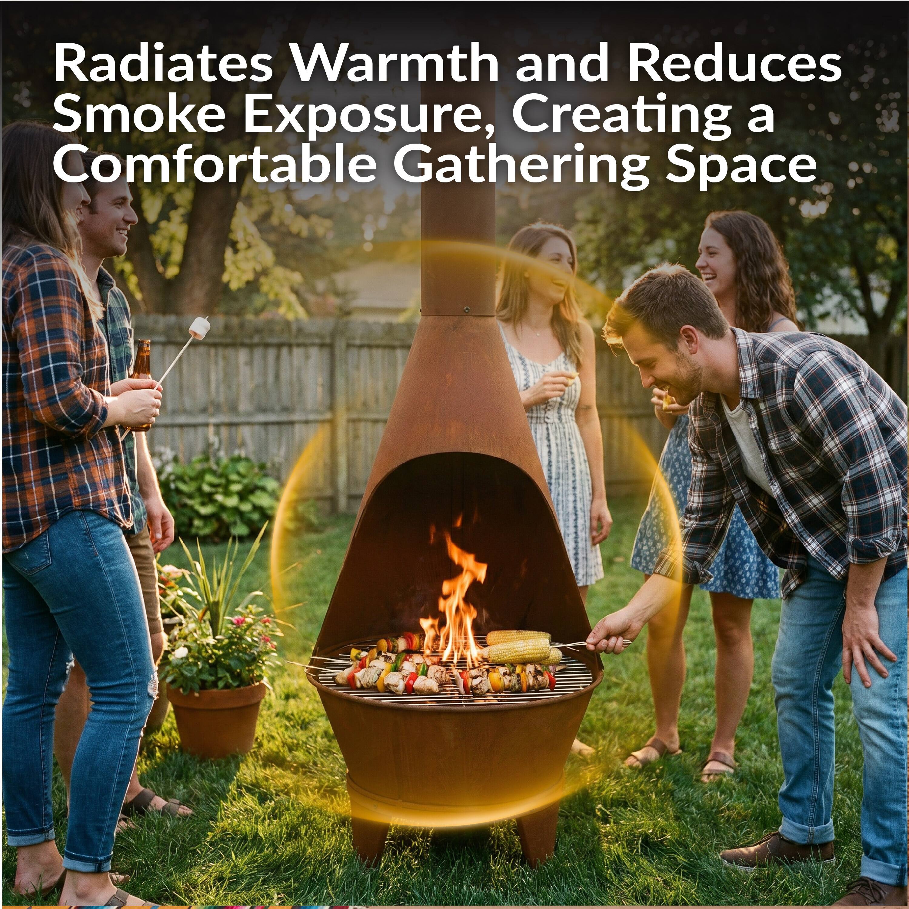 Radiates Warmth and Reduces Smoke Exposure, Creating a Comfortable Gathering Space