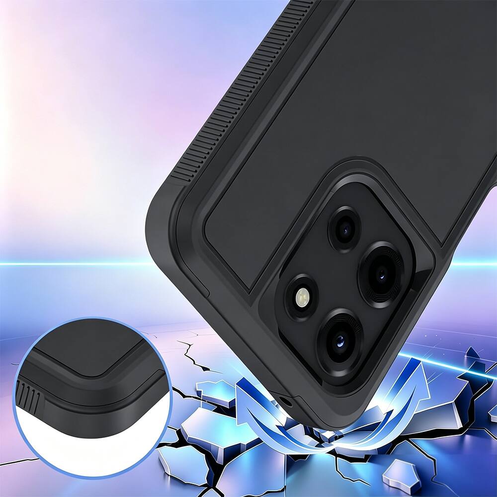 Left. Equipd - Case for Moto G 5G 2025/ G 5G 2026 / G Play 2026 Heavy Duty Rugged Shockproof Cover with Tempered Glass Screen Protector - Black.