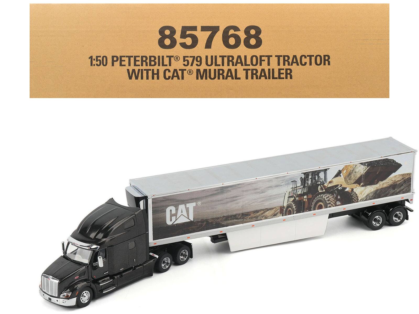 "Peterbilt 579 UltraLoft Truck Tractor Black Metallic with ""CAT Caterpillar"" Mural Trailer 1/50 Model by Diecast Masters" price history on PriceWatchPro
