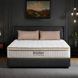 Bestier - 14" Tencel Gel Memory Foam Hybrid Mattress in a Box Medium-Firm for Motion Isolation - White