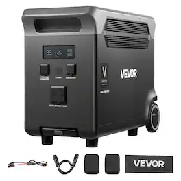 VEVOR - Extra Battery for Portable Power Station, 3840Wh LiFePO4 Extra Expansion Battery with 3 Output Ports for Home Use - Black
