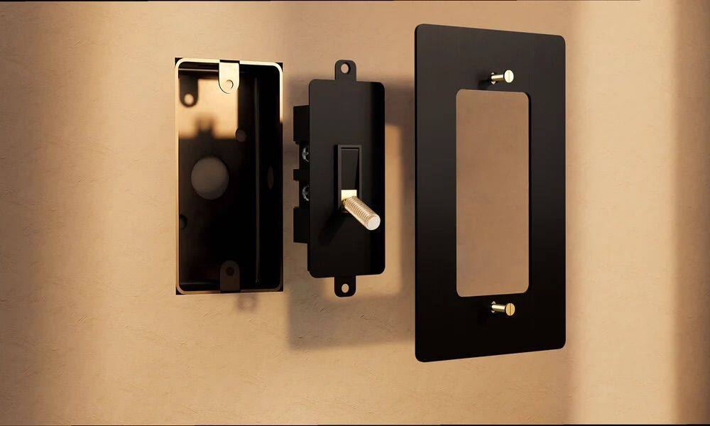 Alt View 6. Siljoy - White with Brass Toggle Switch (3 Gang) - WHITE.