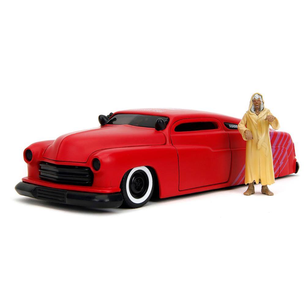 Alt View 1. Jada - 1951 Mercury Matt Red with Purple Stripes & Creep Diecast Figure "Creepshow" (1982) Movie "Hollywood Rides" Series 1/24 - Matt Red with Purple Stripes.