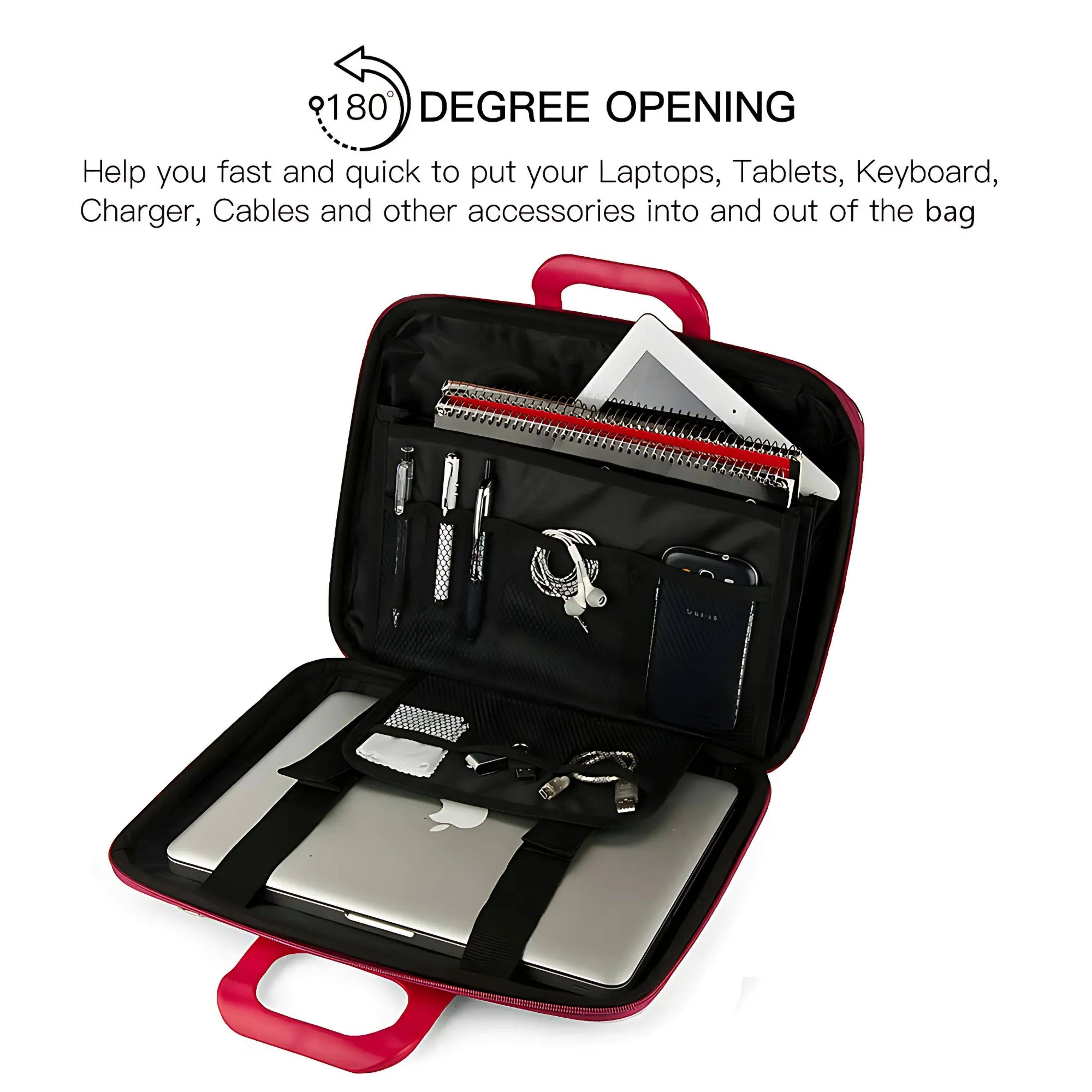 180° DEGREE OPENING

Help you fast and quick to put your Laptops, Tablets, Keyboard, Charger, Cables and other accessories into and out of the bag