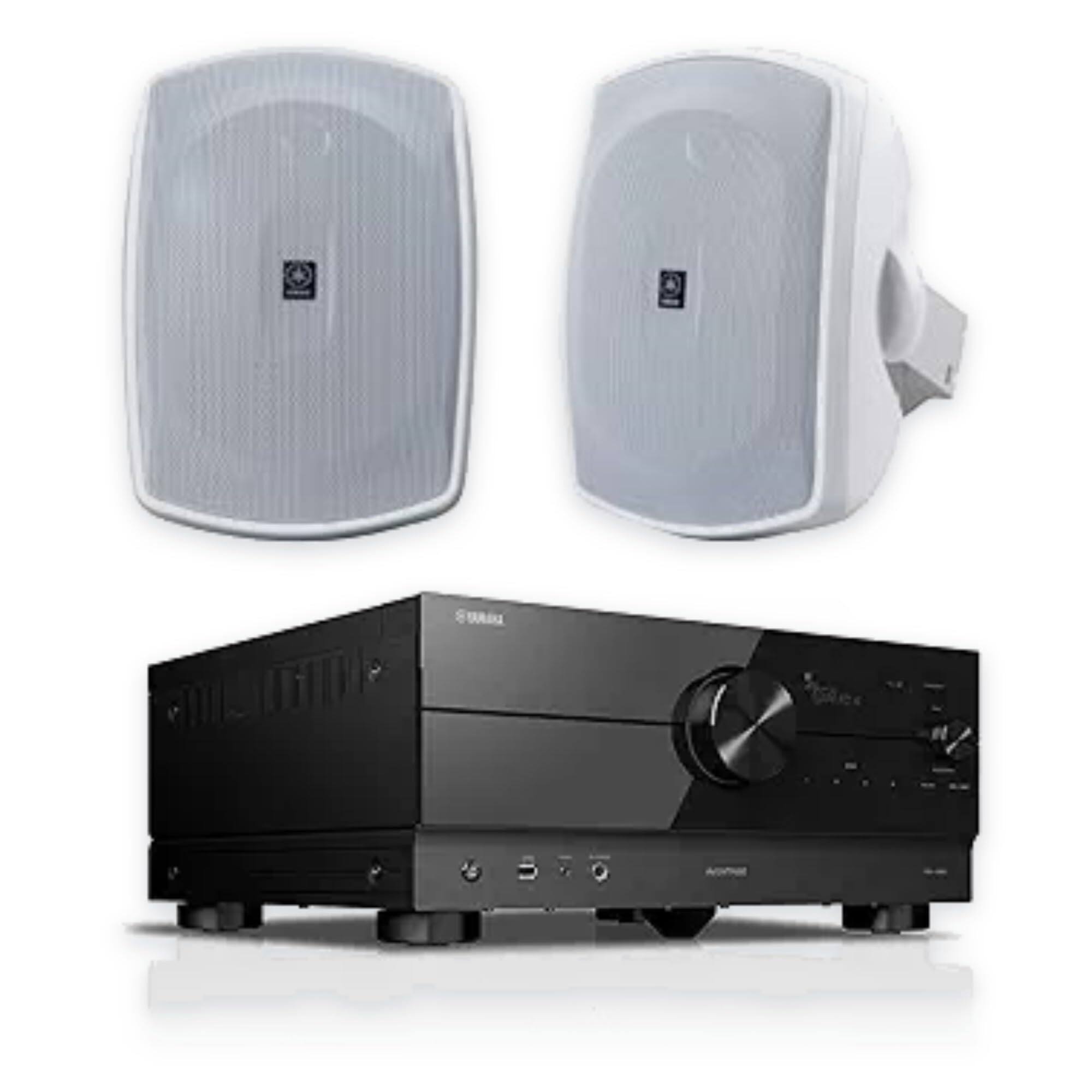 Front. Yamaha - RX-A4A 7.2 AV Receiver with NS-AW190WH Speakers - Black.