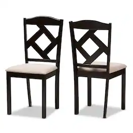 Baxton Studio - Set of 2 Ruth Modern and Contemporary Fabric Upholstered and Finished Dining Chairs - Beige/Dark Brown