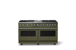 Viking - 60"W. 8 Burner Pro 5 Series 9.4 Cu. Ft. Freestanding Sealed 8 Burner Dual Fuel Convection Range/Griddle/Grill - Martini