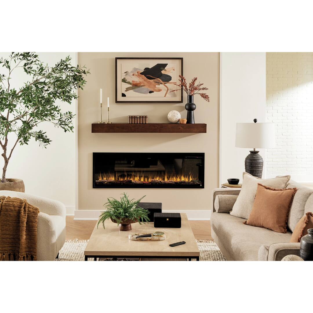 Alt View 2. Touchstone Home Products - 100 in. Wall Mounted Recessed Sideline Elite Pro Smart Electric Fireplace 1500W - Black.