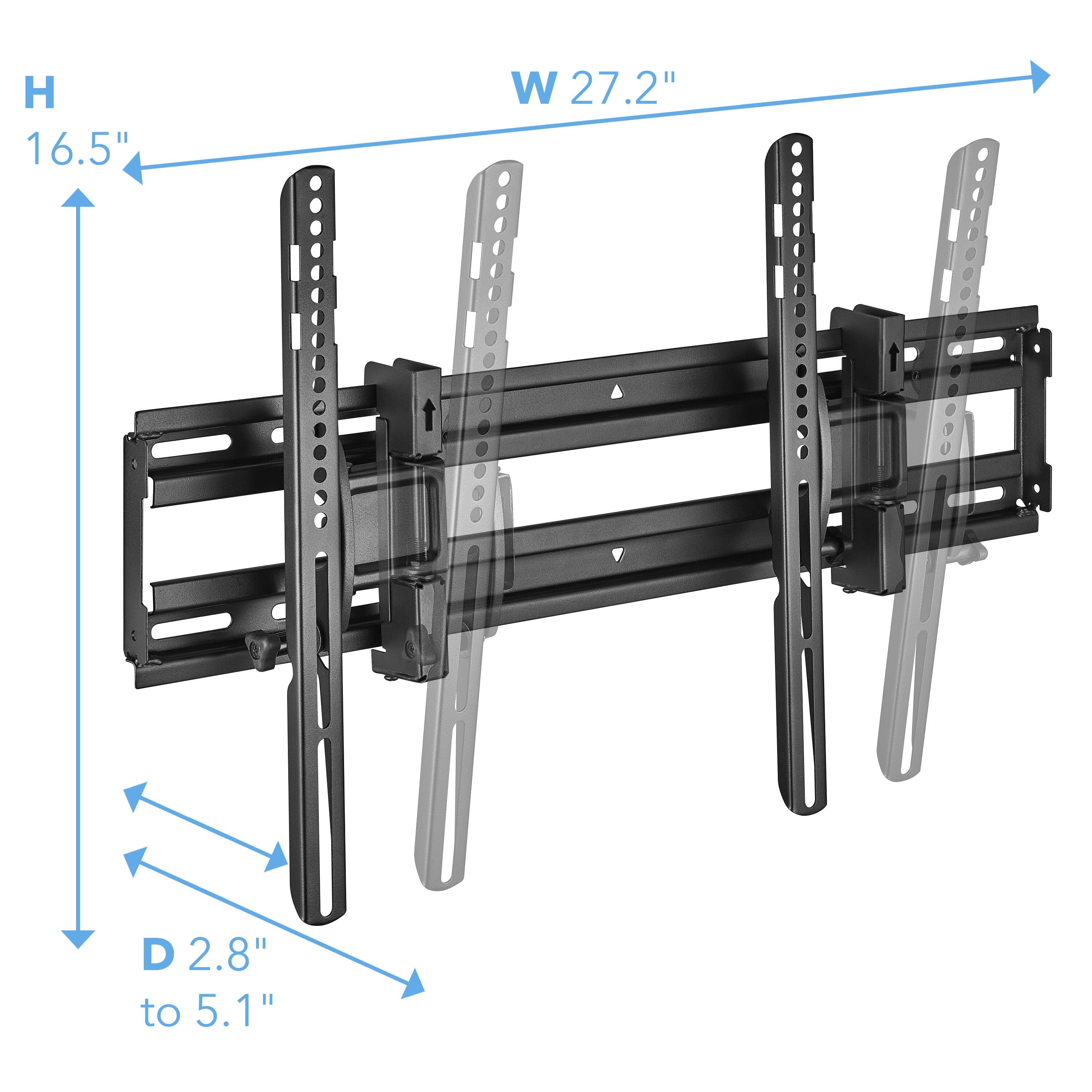 H 16.5" W 27.2" D 2.8" to 5.1"