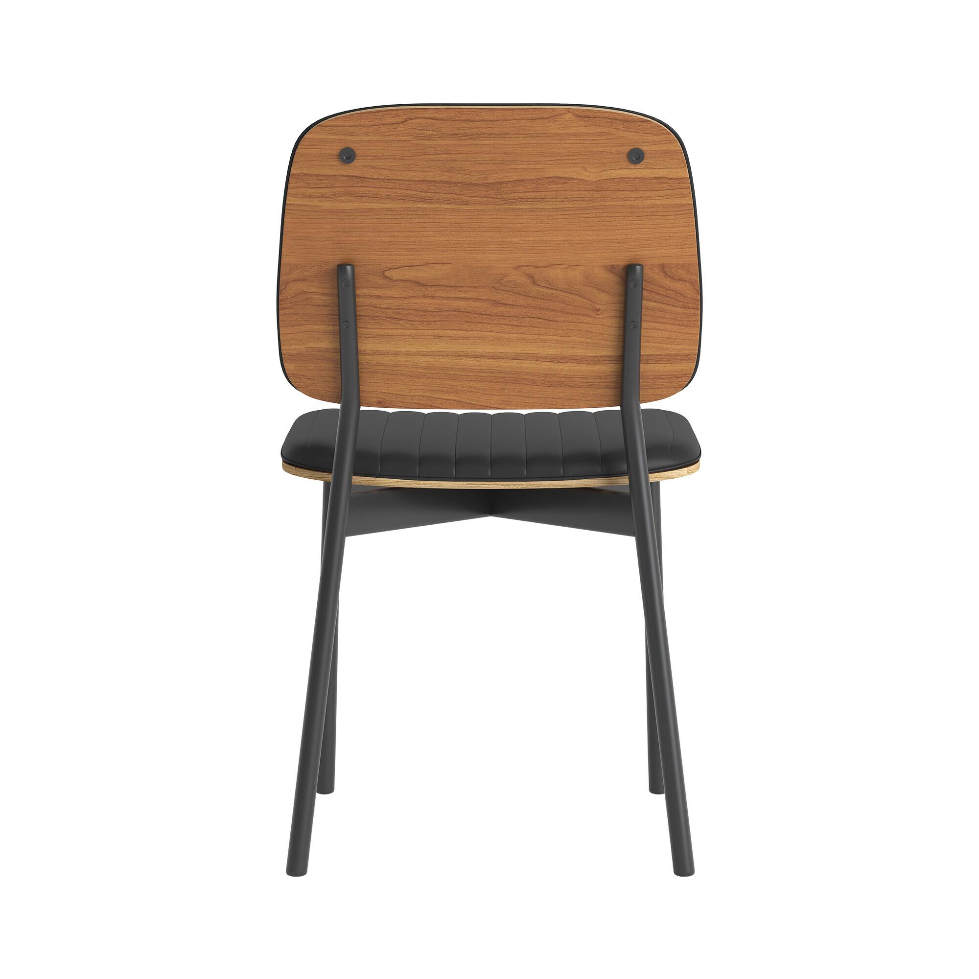 Alt View 6. luck idea - Mid-century Modern Dining Chair, Upholstered Leather Seat Back, Stylish Side Chair For Kitchen Dining Room Living Room - Black.