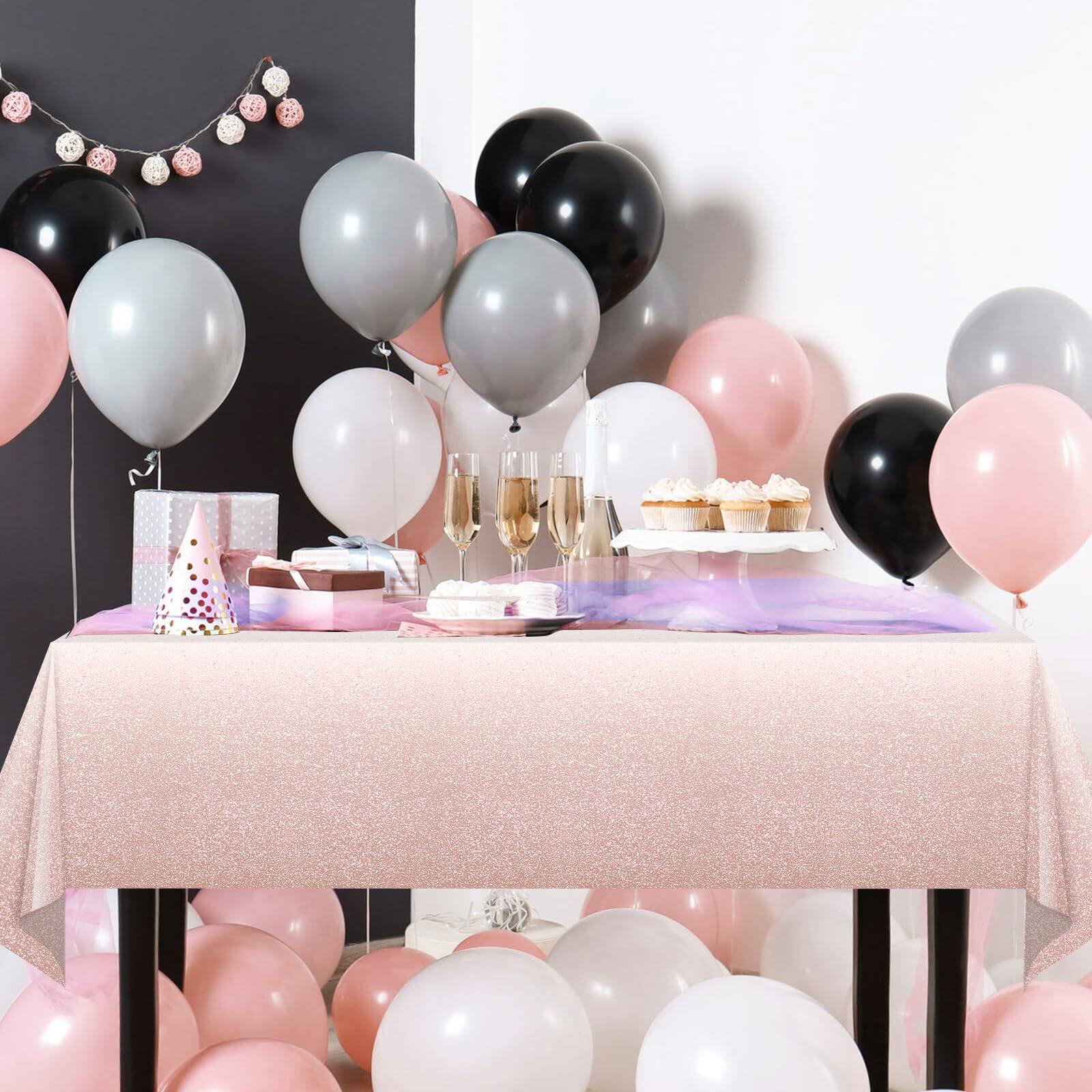 Alt View 5. Dapper Styles - Ombre Rose Plastic Tablecloth For Parties Gradient Pastel Disposable Tablecloths Rectangle Tables Light Spr... - Blue-1 Pack.