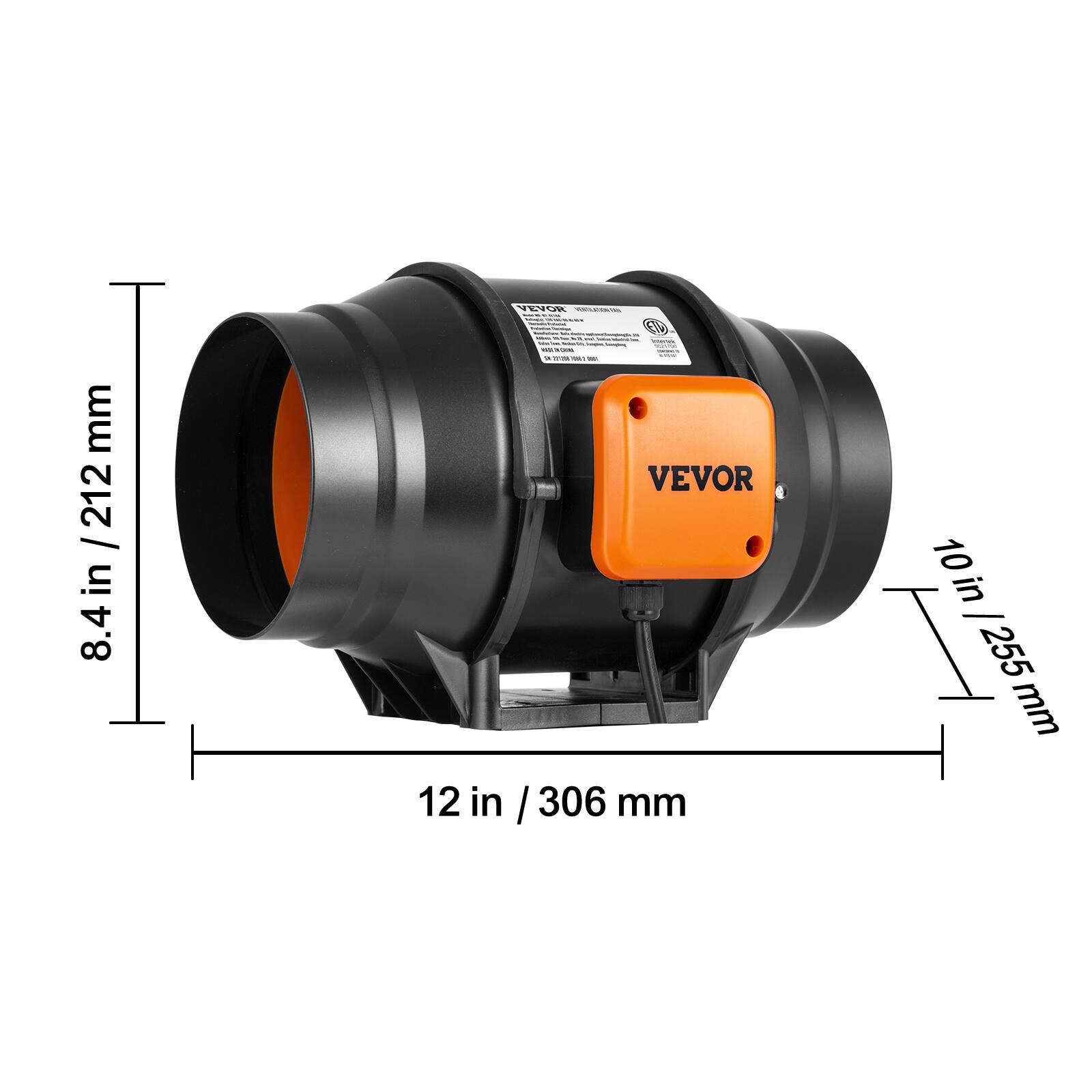 - 8.4 in / 212 mm
- 12 in / 306 mm
- 10 in / 255 mm