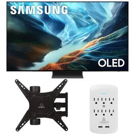 Samsung - QN48S90HAEXZ OLED Smart TV with a Walts Medium Full Motion Mount and Amber 6-OUTLET-SURGE Surge Protector (2026)