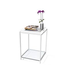 SlickBlue - Modern Metal End Table with Removable Tray for Living Spaces - White