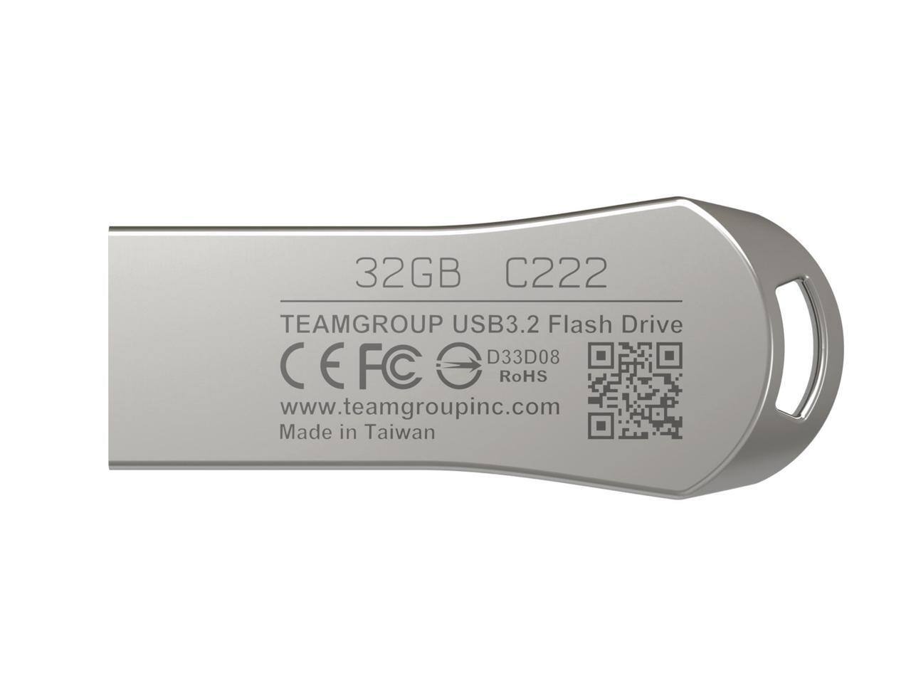32GB C222 TEAMGROUP USB3.2 Flash Drive D33D08 CEFC RoHS www.teamgroupinc.com Made in Taiwan