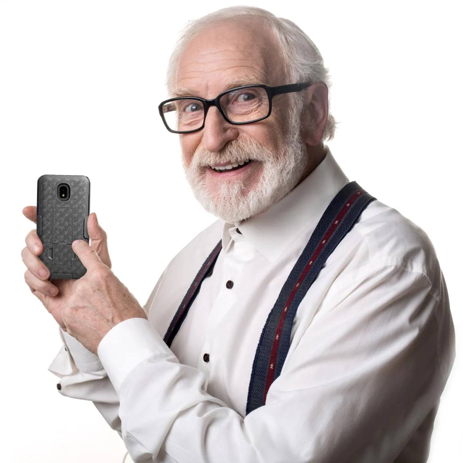 Alt View 3. RomeTech - Shell Holster Combo Case for Samsung Galaxy J7 - Black - Black.