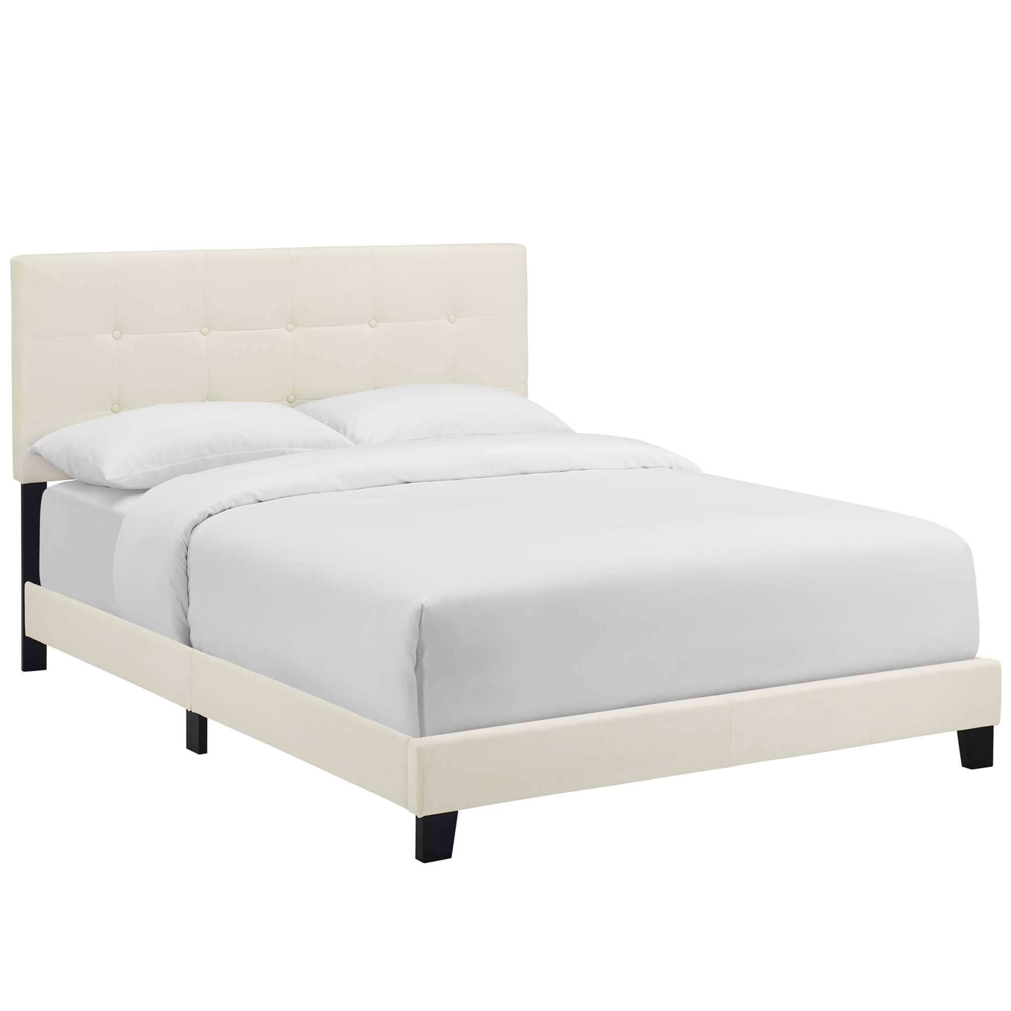Angle. Modway - Reign Performance Velvet Full Platform Bed Frame - Blue.