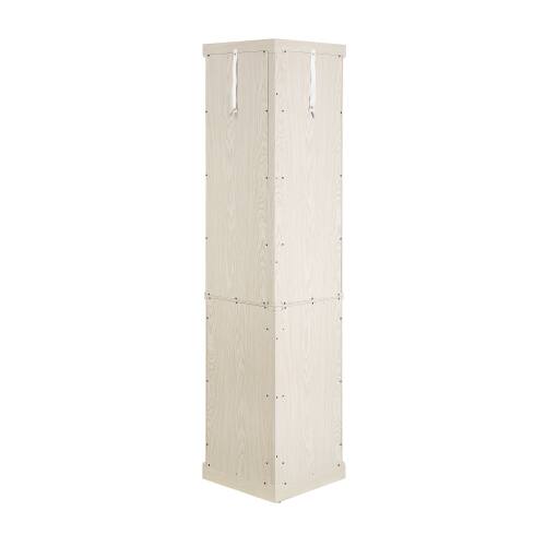 Alt View 4. LUCKY ONE - 15.31in Freestanding Corner Curio Cabinet with Glass Shelves LED Light Display for Wine Bar Collectibles - Antique White.