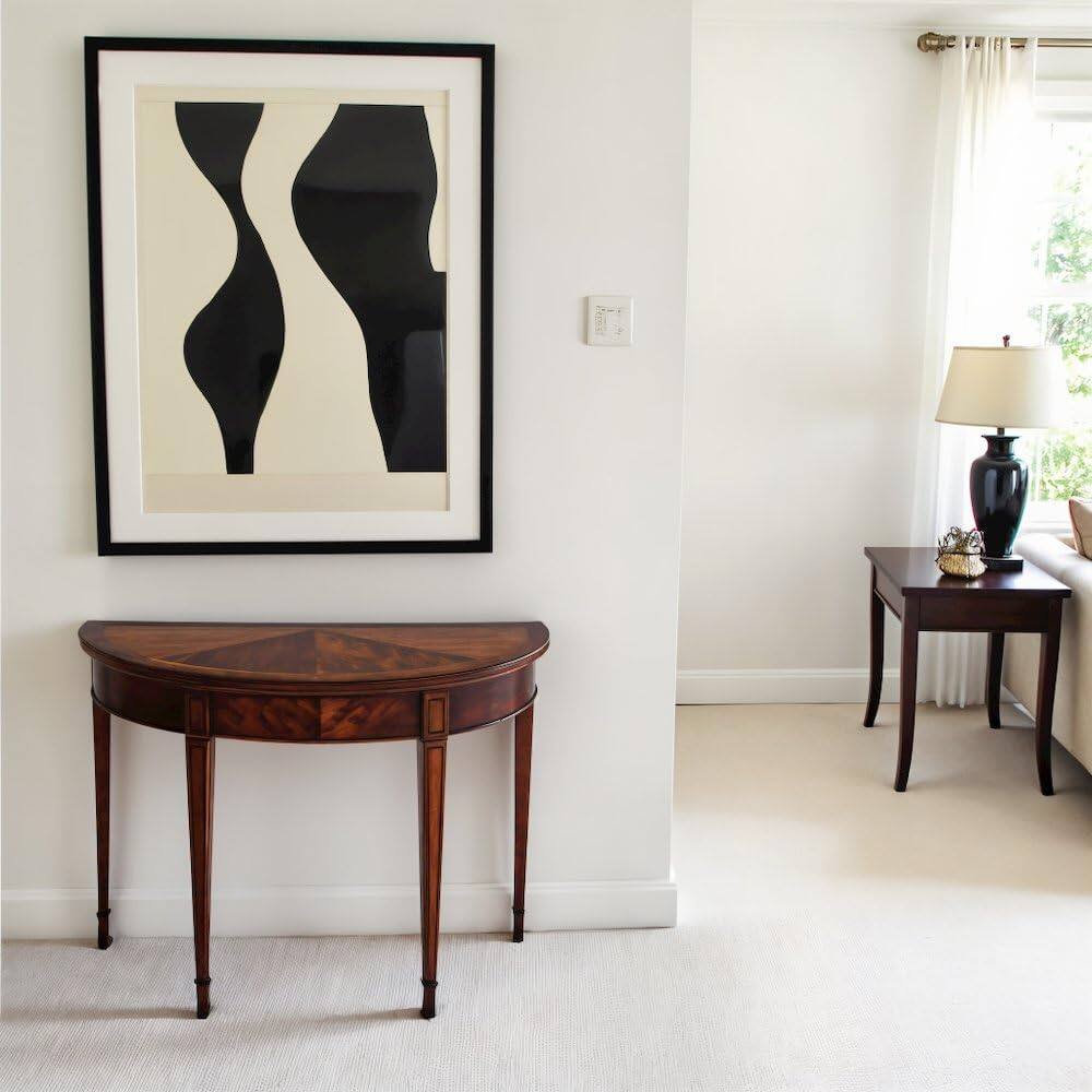 Back. Starlight Canyon Home - Medium Brown Half Moon Console Table for Living Room and Entryway - Medium Brown.
