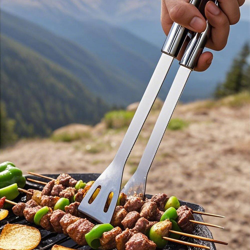 Alt View 1. COWIN - BBQ Grill Tools Set Stainless Steel with Case 9 Pcs - silver.