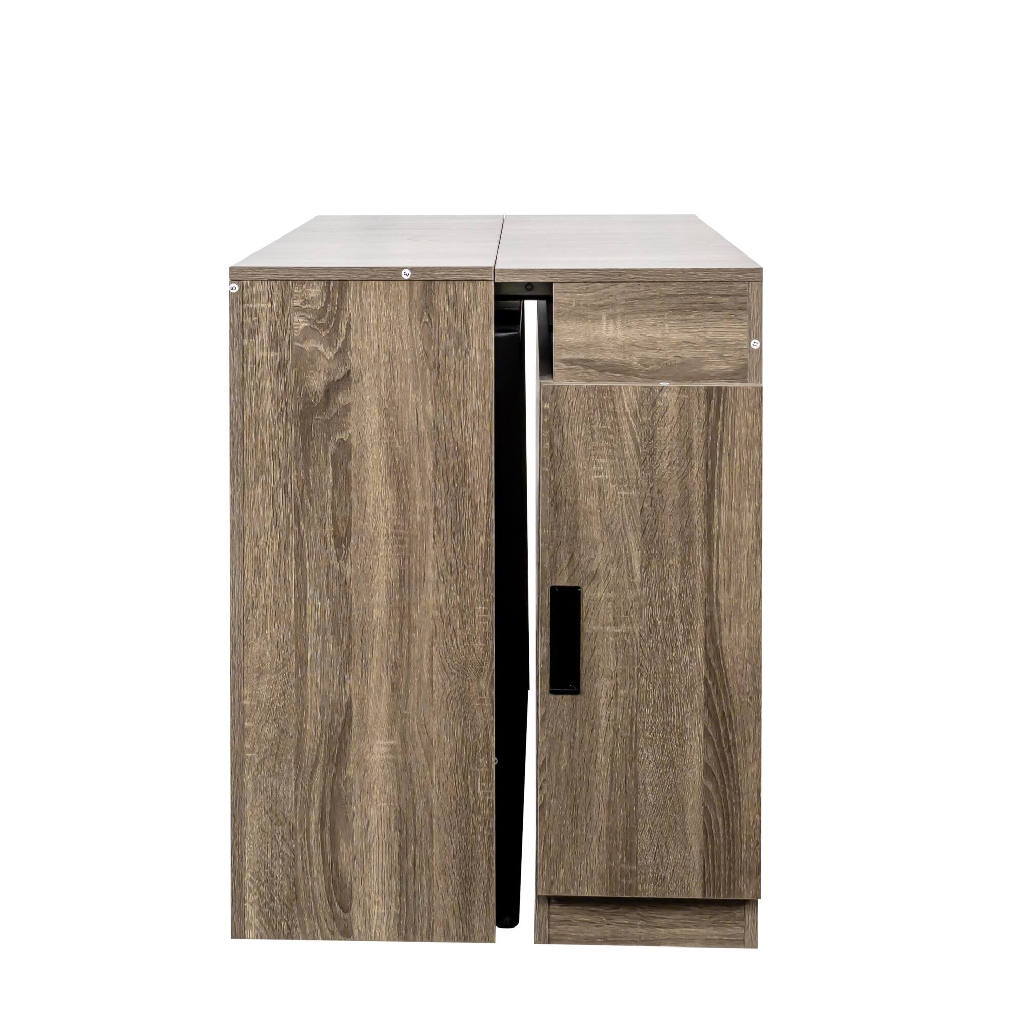 Alt View 10. Tiramisubest - Modern Multifunctional Extendable Dining Table with Outlet, Space Saving Expanding Table with Storage, Brown - Brown.