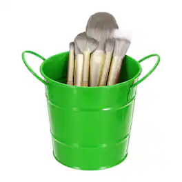 Unique Bargains - Makeup Brush Holder Organizer with Handle, 3.5x4.4 inch Metal Pen Holder Small Desktop Organizer - Green