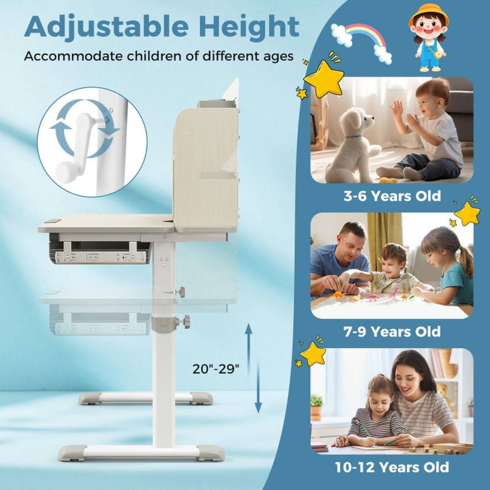 Adjustable Height  
Accommodate children of different ages  

3-6 Years Old  
7-9 Years Old  
10-12 Years Old  

20"-29"
