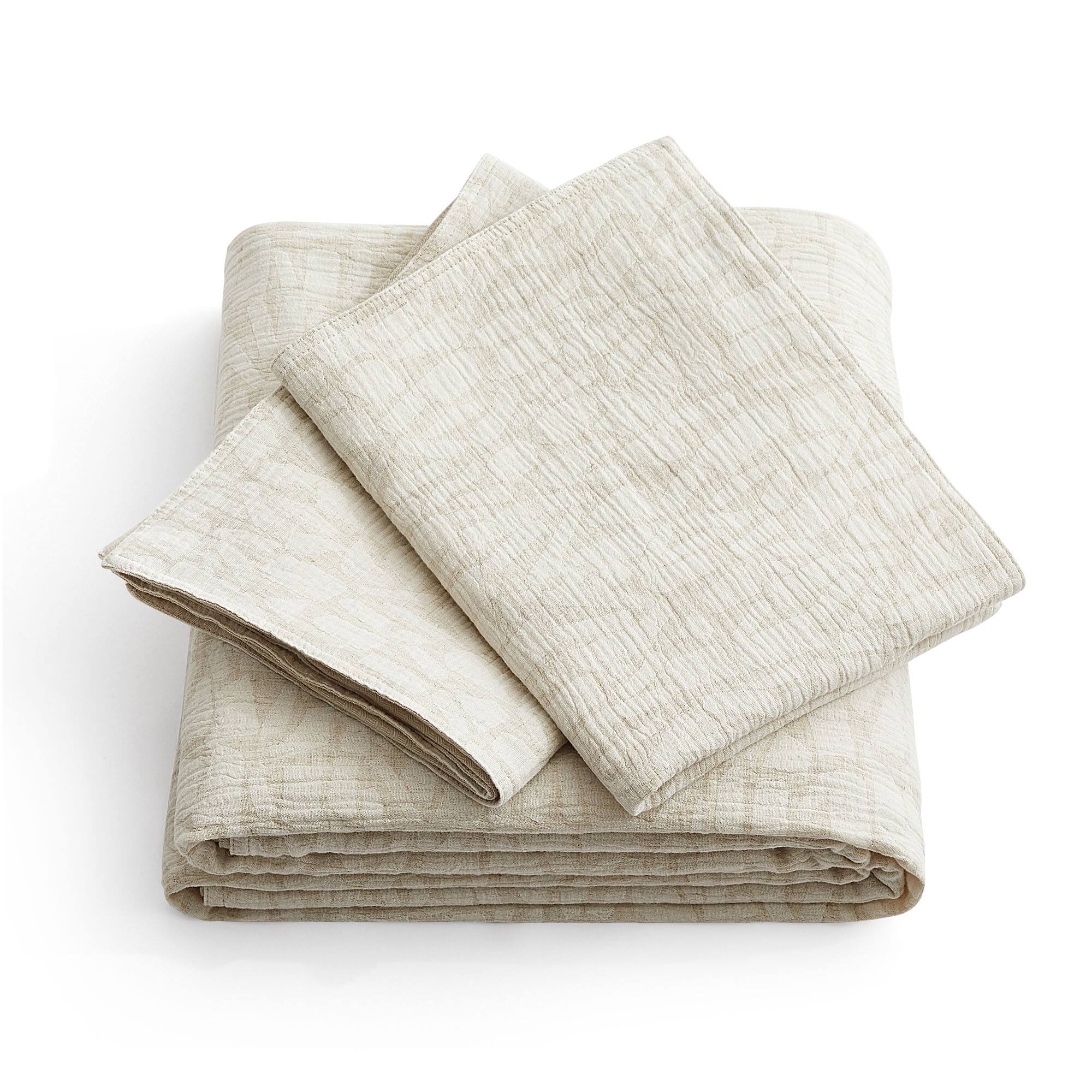 Alt View 1. Peace Nest - Peace Nest Jacquard Cotton Linen Blend Duvet Cover Set, 3 Piece Bedding Set with Pillow Shams, Cobble, King - Cobble.