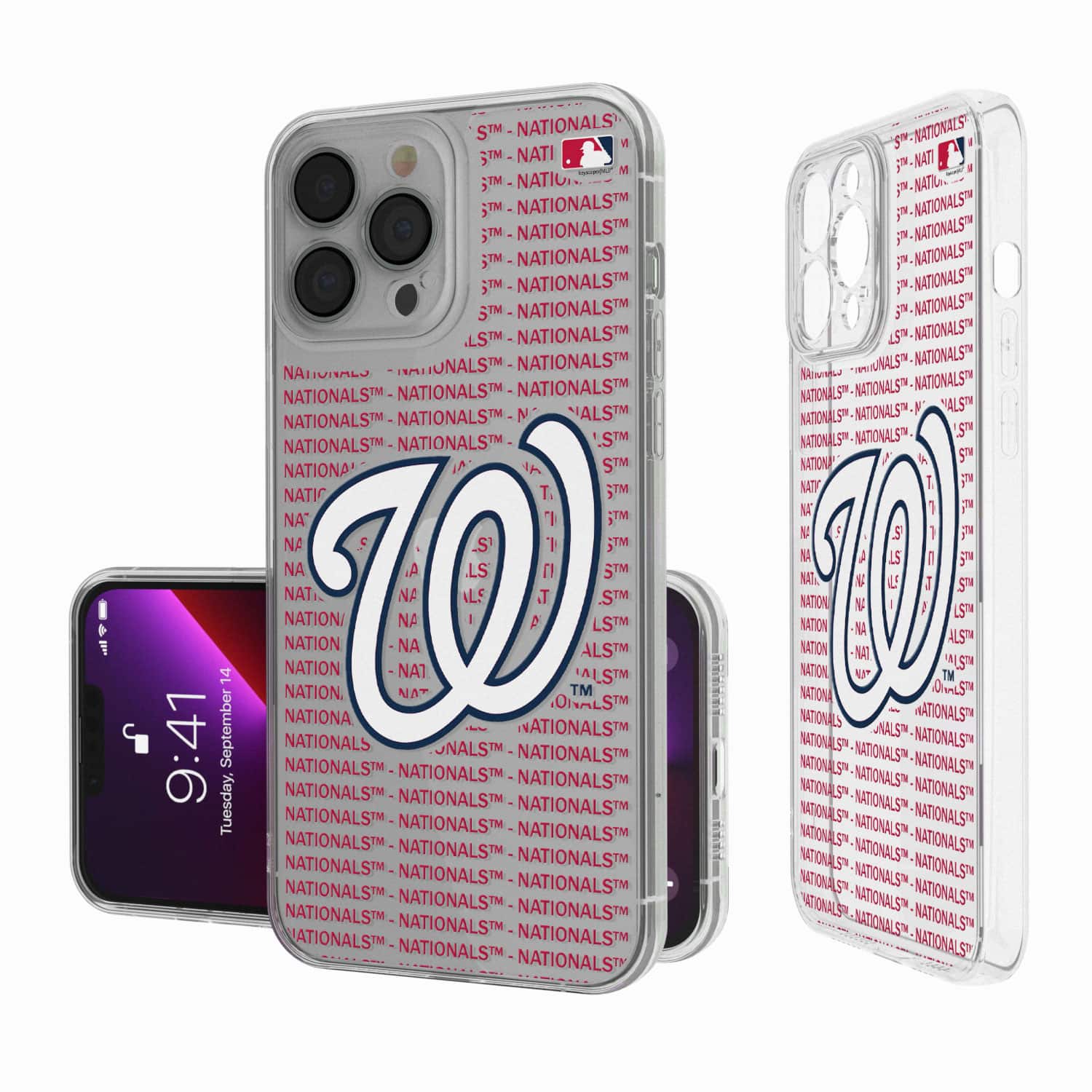 Keyscaper - Washington Nationals Text Backdrop Clear iPhone Case - 13 Pro - Multicolor