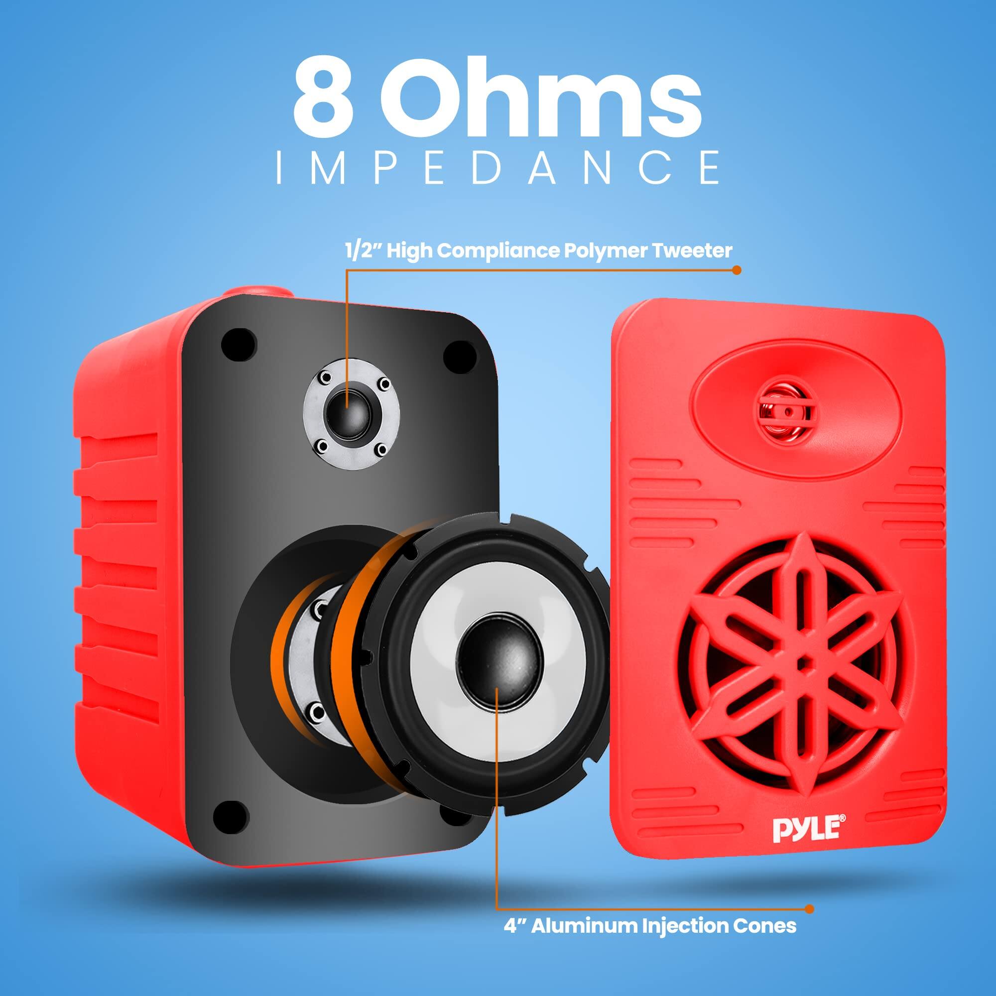8 Ohms Impedance, 1/2" High Compliance Polymer Tweeter, Pyle 4" Aluminum Injection Cones