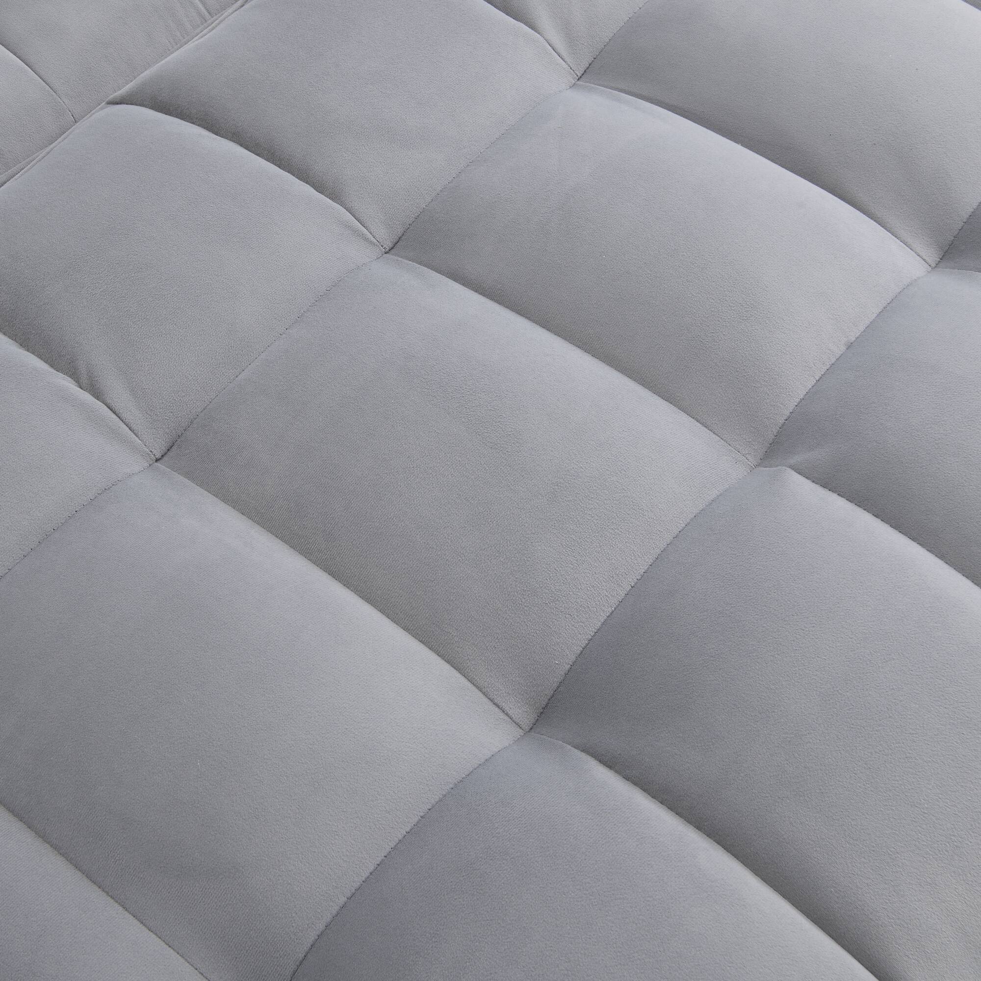 Alt View 6. GOODSILO - Convertible Velvet Sofa Bed with Adjustable Backrest, USB Ports, and Storage Pockets for Compact Living Spaces - Light Gray.