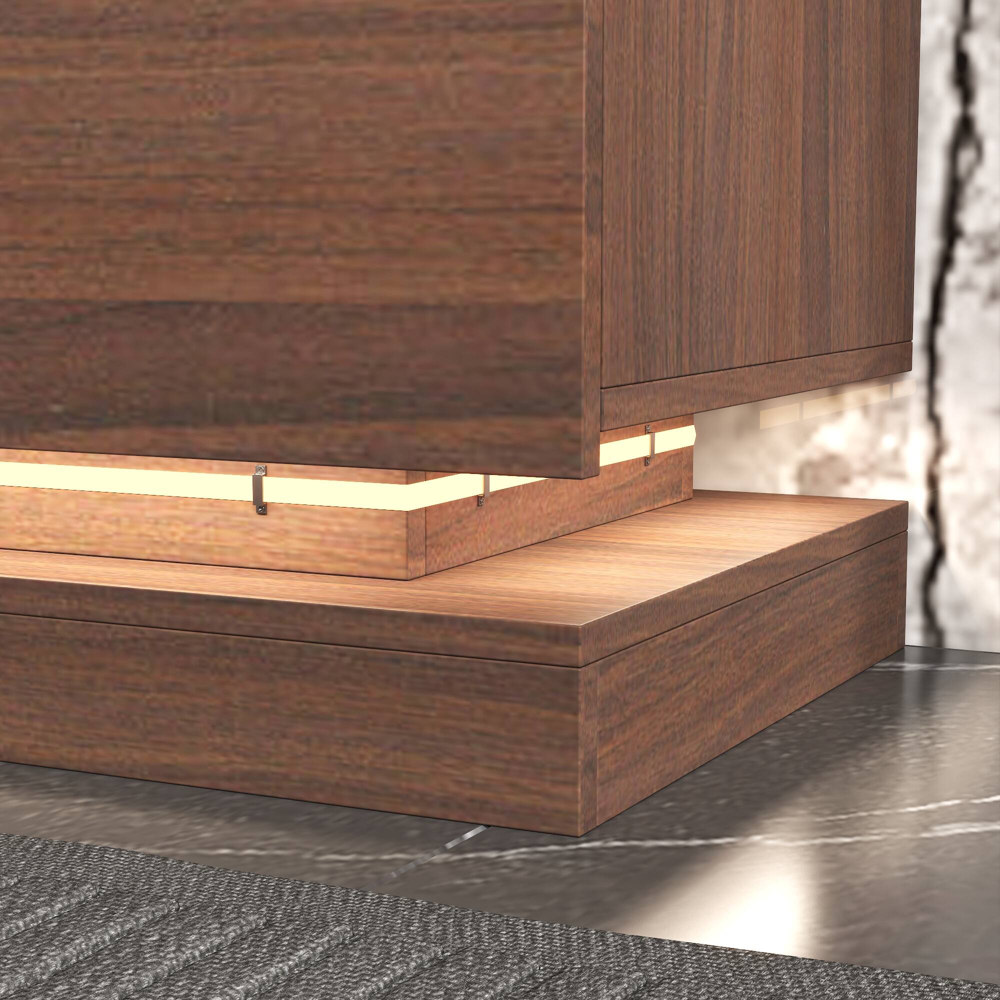 Alt View 4. Famapy - Modern 89" Floating TV Stand with LED Lights, Tempered Glass Shelves, Media Console for 75 Inch TVs - Wooden.