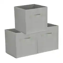 Unique Bargains - 3pcs Fabric Storage Bins, 11.8Inch Cube Storage Bin Foldable Cube Organizer with Handles for Home Bedroom - Gray
