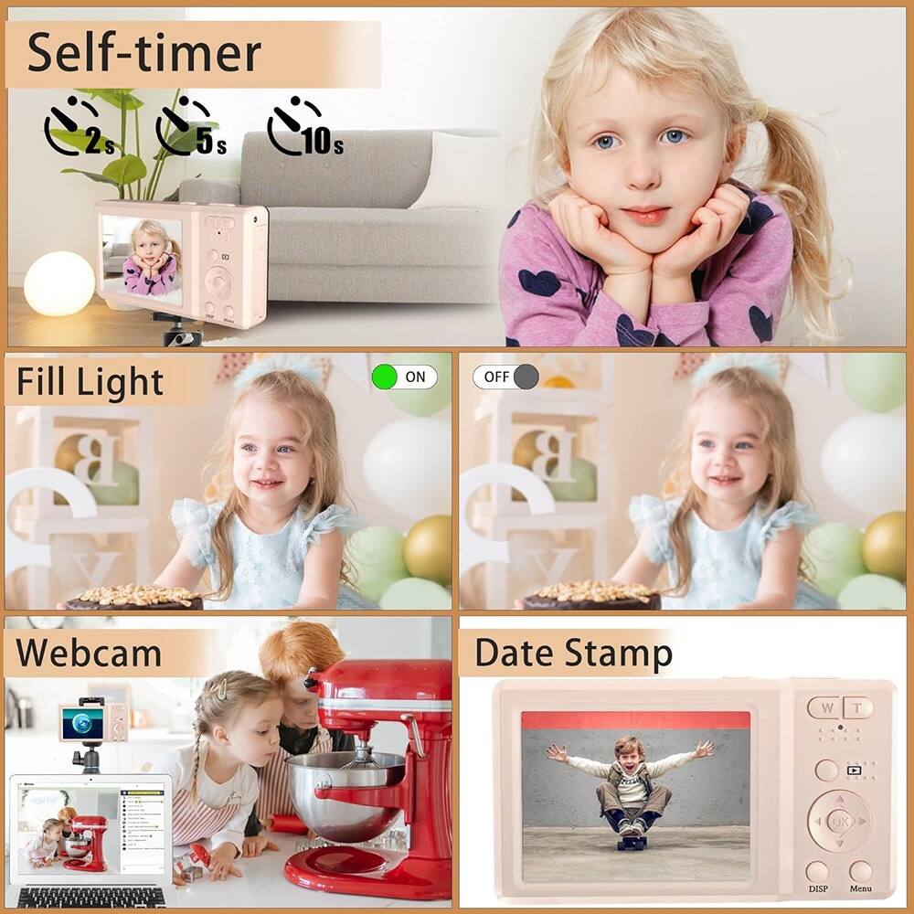 Self-timer  
2s 5s 10s  

Fill Light  
ON OFF  

Webcam  

Date Stamp