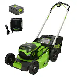 Greenworks - 60V 21" Cordless (Push) Brushless Lawn Mower with 5.0Ah Battery and Charger 2531602 - Green