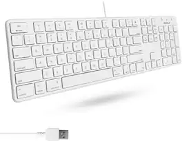 Macally - Slim USB Wired Keyboard for Mac - Full Size Apple Key board - Scissor Keycaps - White