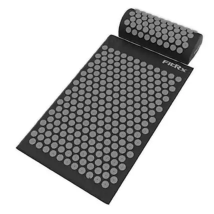 Front. Tzumi - FitRx AcuPoint Acupressure Mat, Acupuncture Mat and Pillow Set for Back and Neck Pain Relief - Black.