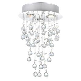 CWI Lighting - Rain Drop 3 Light Flush Mount With Finish - Chrome