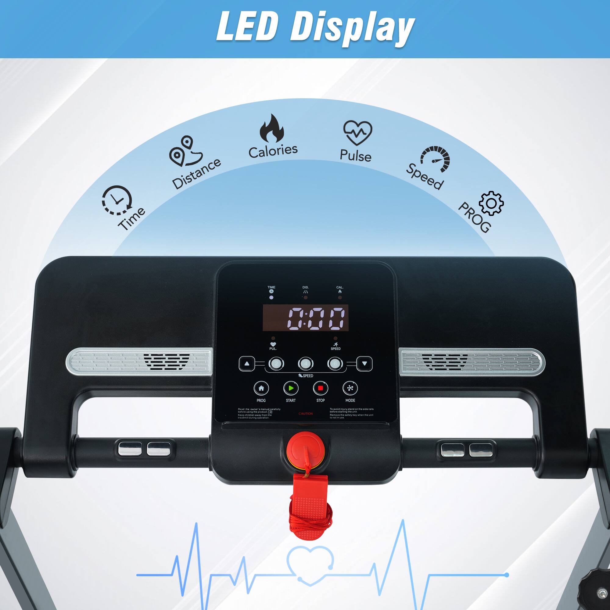 LED Display  
Calories Distance Time Pulse Speed PROG